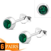 Green Cubic Zirconia Silver Stud Earrings, e426st